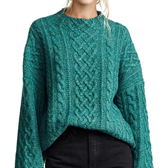 Milly Sweaters - Milly oversized fisherman sweater in lagoon